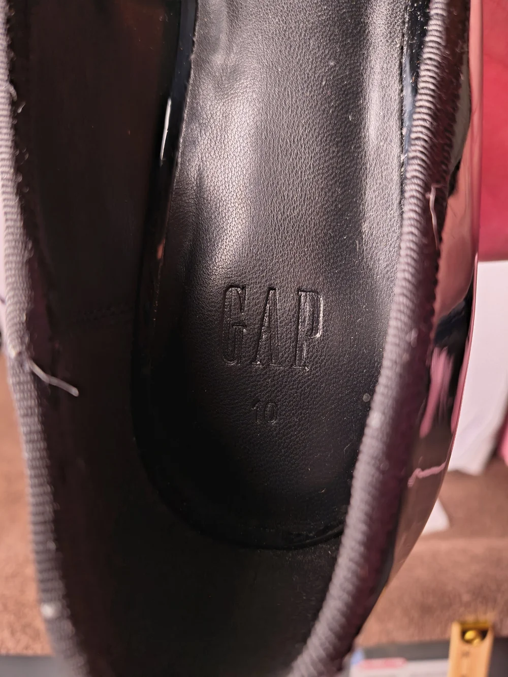 GAP Black Patent Bow Ballet Pumps Low Block Heel Women's Size 10